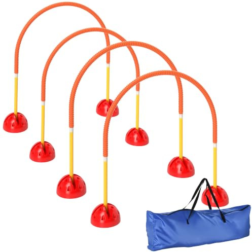 PawHut Agility Set Hunde 4-teiliges für Hundetraining 4 Türen Gelb+Orange | Verstellbare Breite, Tragetasche, Agilityset, für Spiele Training