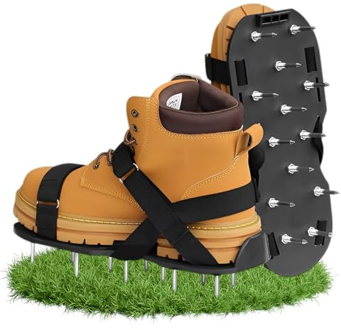 Hoadyush Nagelschuhe – Nagelschuhe Ausgleichsmasse mit 6 Riemen, Einfache Installation Rasenlüfter für Bodenlockerung und Gartenarbeit - Der Ideale Rasenbelüfter