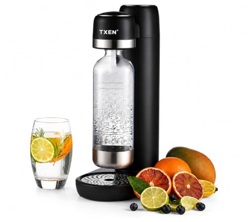 TXEN Sparkling Water Maker with 900ml BPA-Free Bottle | Home Soda Maker Machine for Fizzy Drinks & Sparkling Water | No Electricity Required | Compatible with Standard CO₂ Gas Cylinder (Not Included)