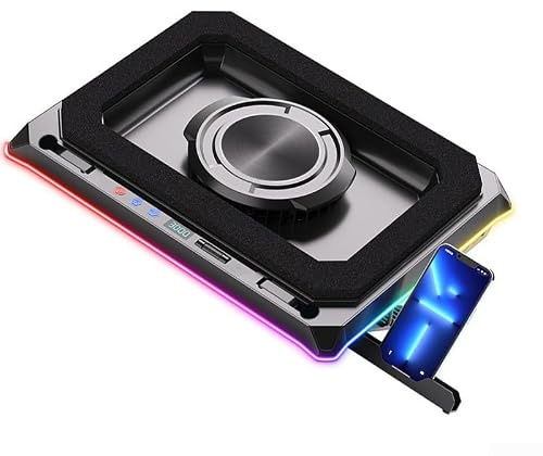Base di raffreddamento per laptop da gaming, da 15 a 21 pollici, display con luce RGB, altezza regolabile, supporto ergonomico per raffreddamento rapido, funzionamento silenzioso (A8)