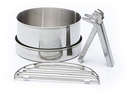 Kelly Kettle Camping Cook Set (Stainless Steel) – for 'Base Camp' & 'Scout (Includes a 0.85 ltr Pot, Pan/lid, 2 piece Grill, Gripper) Customise your Kettle Kit. For Camping, Picnics | 0.32kg