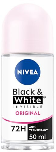 NIVEA Déodorant Bille Black & White Invisible (1 x 50ml), déodorant femme anti-traces blanches et jaunes, anti-transpirant anti odeur & humidité, protection efficace 72 h, sans alcool