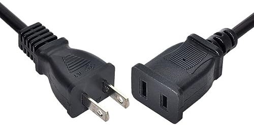 CY USA Outlet Saver Extension Cord Cable 2-Prong 2 Outlets for NEMA 1-15P to NEMA 1-15R 50cm