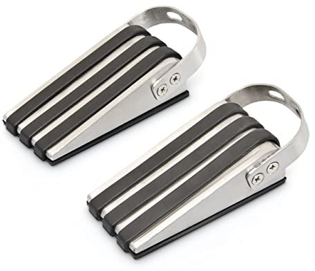 20 x Türstopper Edelstahl, Rutschfest, Türpuffer mit Gummierung, Türkeil, HxBxT: 3,7 x 5 x 12,5 cm, schwarz/silber