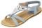 Jo & Joe Ladies Faux Leather Open Toe Sling Back T-Bar Diamante Gem Stone Flat Gladiator Summer Sandals Size 3-8 (UK 7, Light Blue)