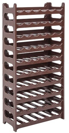 Novaliv Étagère à bouteilles modulaire marron pour 60 bouteilles de vin – Empilable, extensible, robuste – Idéal pour le stockage du vin dans la cave, la restauration et la maison, armoire à boissons,
