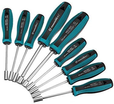 Meichoon 9pcs Chiave a bussola Cacciavite Punta Non Magnetica Dado Esagonale Dado Chiave Cacciavite Cacciavite Utensile A Mano 3-8mm, DF07