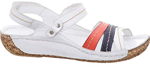 Gemini 032023-02 Damen Sandalen Sandaletten Comfort Leder, Größe:41 EU, Farbe:Weiß