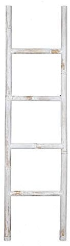 Spetebo Bambus Dekoleiter weiß - 150x40cm - Shabby Chic Leiter Holzleiter Wanddekoration