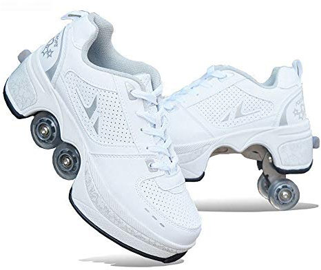 Unisexe Skates Deformation Schuhe,Inline-Skate, 2-in-1-Mehrzweckschuhe, Verstellbare Quad-Rollschuh-Stiefel,B-32