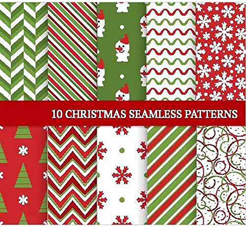 Bprtcra Weihnachten Muster Baumwollstoff, Stueck Muster Baumwollstoff Stoffpakete Patchwork Stoffe Baumwolle Stoffreste Paket Stoffpakete, für DIY-Dekorationen, 50 x 50cm (10 Stück - Type-A)