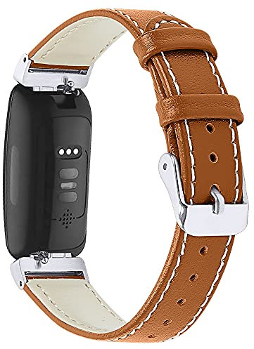 AISPORTS Kompatibel mit Fitbit Inspire/Inspire HR Armband Leder für Damen Herren, Weiches Schlankes Atmungsaktives Sportarmband, Ersatzarmband für Fitbit Inspire/Inspire HR/Ace 2 Fitness Tracker