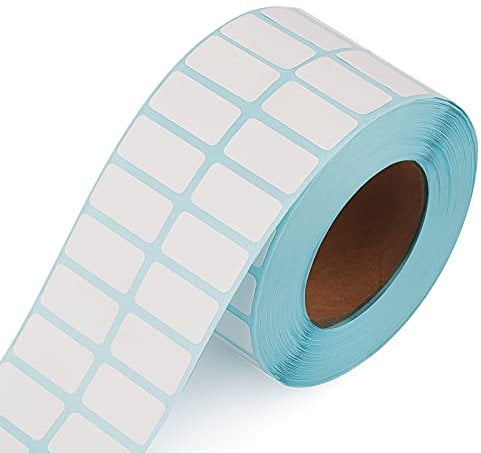 KINBOM 1 Rouleau / 3000 Pièces 2x1cm Autocollants Étiquettes Rectangulaires, Étiquettes Auto-Adhésives Blank Amovibles pour Conteneurs Bocaux Bouteilles Bacs de Rangement ou Bureau Fournitures (Blanc)