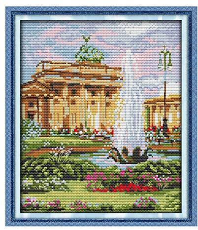 Amiiba Gestempelte Kreuzstich-Set, Berlin-Landschafts-Springbrunnen zum Selbermachen, 11 CT 33 x 36,8 cm (Berlin)