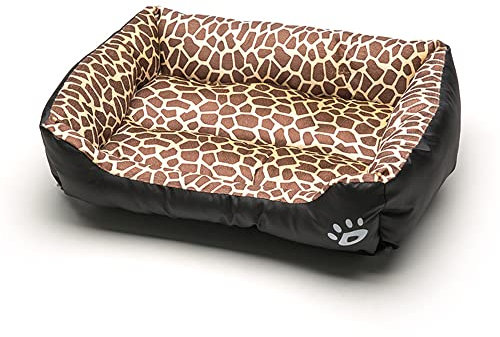 OUYUNKKA Hundebett Hundekissen (M, 54 x 42 cm) Viereckig Leopard Hundesofa für Mittelgroße Kleine Hunde und Katzen,Flauschig Weich Katzenbett Katzenkissen Hundebett für Französische Bulldogge