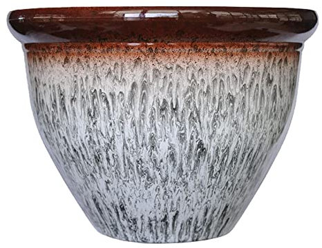 simpa Two Colour Tone Drip Glaze Effect Plastic Planter Pots - GREY, Single Pot - 17cm (H) x 23cm Diameter