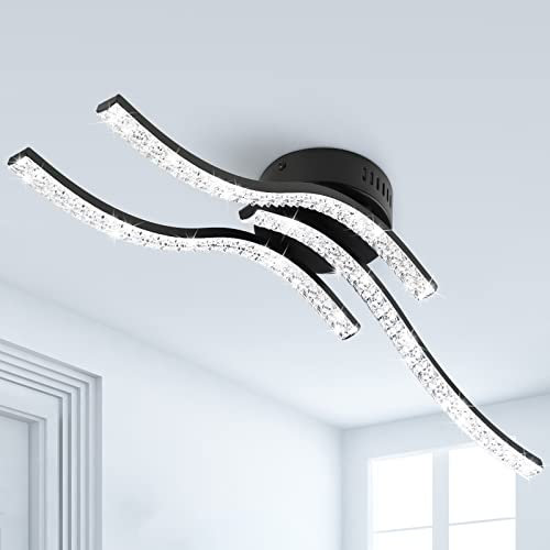 LED Deckenleuchte Moderne,Deckenlampe 3 Parallel Flammige Wohnzimmer Deckenbeleuchtung,LED Lichtleisten Acryl Wellenförmige,2640 Lumen 5500K Kaltesweiß Deckenleuchte für Esszimmer,Schlafzimmer,Küche