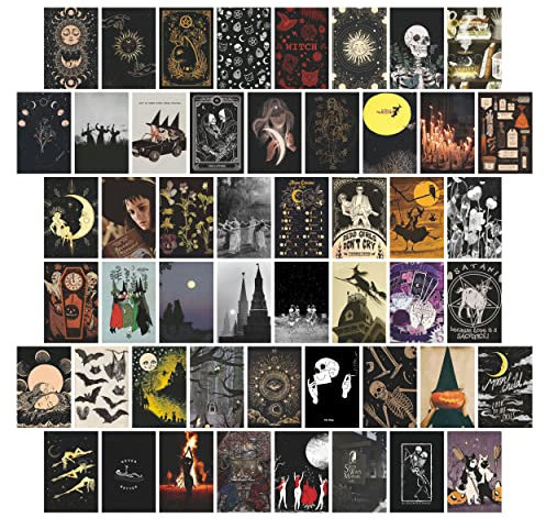 TwoDays Witchy Room Ästhetisches Wand-Collage-Set, 50 Poster für Gothic, Wiccan, Heidnisches Dekor (50 Stück, 10,2 cm 15,2 cm)