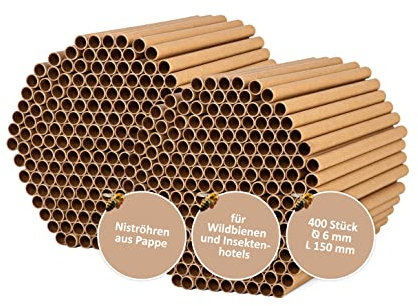 CULT at home 400 (2x200 Stück) Pappröhrchen für Bienenhotel Ø 6 mm – zum Basteln Auffüllen Austauschen von Nisthilfen Insektenhotel
