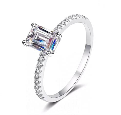 ACGZBD 1 Karat Baguette Smaragdschliff Moissanite S925 Silber Ring Diamant Schmuck Hochzeitsgeschenk