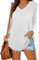 iChunhua Plain Long Sleeve T Shirts V Neck Tops for Women UK Size 18 White X-Large