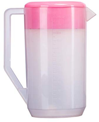 Housoutil 1PC Large Water Pitcher with Lid, 4L/ 140oz Carafes Mix Drinks Water Jug, Straining Pitcher Round Lid for Hot/ Cold Lemonade Juice Beverage Jar Ice Tea Kettle ( Pink )