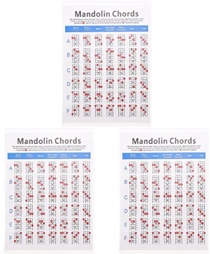 Milisten 3 pcs Mandolin Chord Chart Practical Mandolin Fretboard Note Mandolin Chord Supply