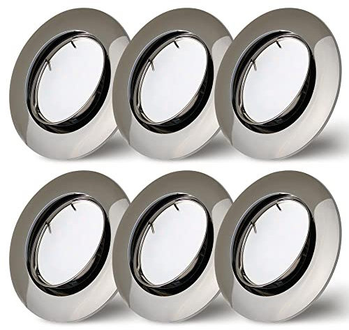 NCC-Licht 6er Set Einbaustrahler gunmetal Ø68mm Lochbohrung mit LED Modul 5 Watt 400 Lumen Warmweiß 2700K ultra flach 30mm schwenkbar