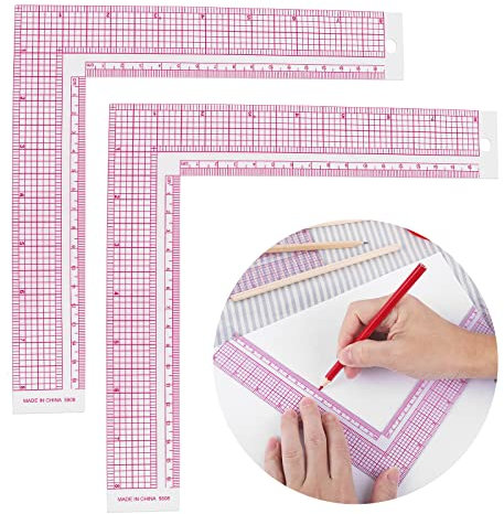 2 Stück Quadratisch Lineal Kunststoff Metrisches Nählineal Durchsichtige Lineal L Square Lineal Nähmaß Lineal Transparente Nählineal Lineal für Anfänger Designer
