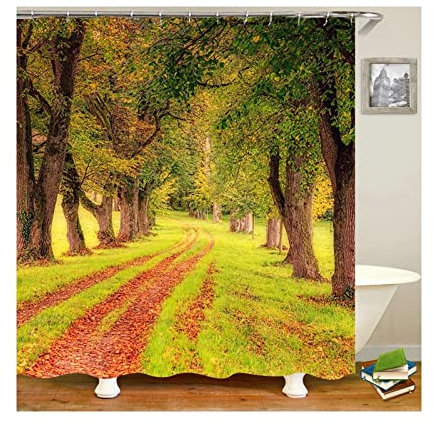 ANAZOZ Rideau de Douche, 150x180cm, Paysage Arbres, Polyester, Rideau Douche Anti-moisissure avec Anneaux