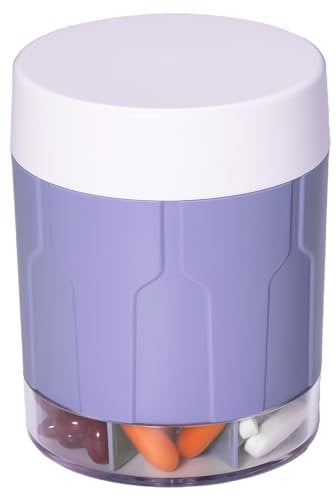 Betife Large Pill Dispenser 7 Compartments, Monthly Pill Box Organiser Hold Vitamin Supplement, Extra Large Medicine Storage Box for Daily Tablet Medication, No Mixing Pill Pot, Purple (21Pcs Labels)