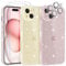 YIRSUR Hülle Kompatibel mit iPhone 15 mit 2 Stück Glasfolie und 2 Stück Kamera, Glasfolie Handyhülle Transparent Glitzer Slim Soft Silikon TPU für iPhone 15