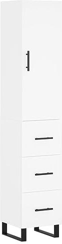 vidaXL Highboard, Sideboard mit viel Stauraum, Kommode Schrank für Wohnzimmer, Anrichte Schubladenschrank Metallbeine, Modern, Weiß Holzwerkstoff