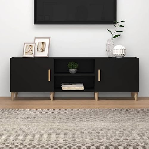 Console multimédia TV, salle de jeux, chambre à coucher, meuble multimédia, console TV, noir, 150 x 30 x 50 cm, matériau en bois, convient pour salon, chambre à coucher