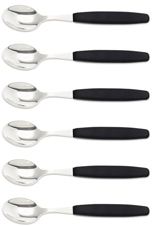 6er Set Giesser Messer Besteck Teelöffel Kaffeelöffel Löffel klein Rostfreier Stahl, Ergonomischer Griff, Spülmaschinenfest - Made in Germany - Schwarz