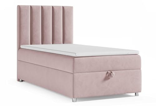 Best For Home Trinity K10 EinzelBett | Boxspringbett mit Bonell Federkernmatratze 100x200 | MatratzenTopper 100x200 | Bett mit Matratze | Bett mit Stauraum