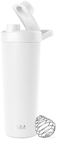 Simple Modern Shaker-Edelstahl-Flasche mit Ball | Metall-Isolierbecher für Proteinshakes, Shakes und Pre-Workout-Getränke | Rally | 710ml | Winter White