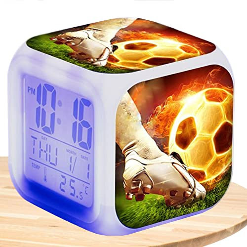 Besreey Réveil pour Enfant, Numérique De Football avec Affichage LED, Réveil Numérique Horloge Numérique De Football avec Affichage LED Horloge De Chambre À Coucher Créative À LED