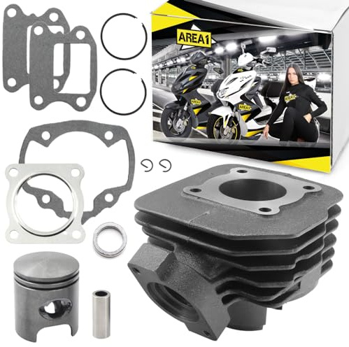 Area1 Ersatz Zylinderkit für 50ccm 2Takt/AC kompatibel mit Peugeot Speedfight 2/1, Vivacity, Elyseo, Elystar, Trekker TKR Metal-X, Squab, Zenith Limbo Buxy Gipsy Reggea SV Looxor (vertikal/stehend)