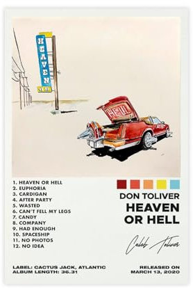 Yeepi Don Toliver Poster, Motiv: Himmel oder Hölle, Albumcover, Poster, Leinwand, Poster, Schlafzimmer-Dekor, Sportlandschaft, Büro, Raumdekoration, Geschenk, ungerahmt, 40 x 60 cm