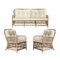 Loberon Sitzgruppe New Bettford, EIN Sofa & Zwei Sessel, Klassisch-Elegante Optik im Französischen Look, Handgeflochten, Olefinfaser, Polyrattan, Aluminium, braun/weiß
