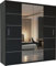 MN Furniture Wavy Sliding Mirror Door Wardrobe with Shelves, Hanging Rails Provide Plenty of Storage For Bedroom (Black, 203cm)