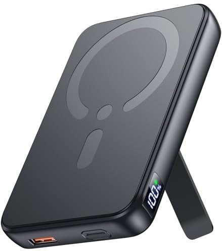 Eissix Power Bank, Kompatibel mit Magsafe PowerBank 12000mah, PD 22.5W USB-A Ausgabe, Kabelloses Tragbares Ladegerät mit Typ-C-Eingang und -Ausgang, LED-Anzeige für iPhone 15/14/13/12/Pro/Pro Max