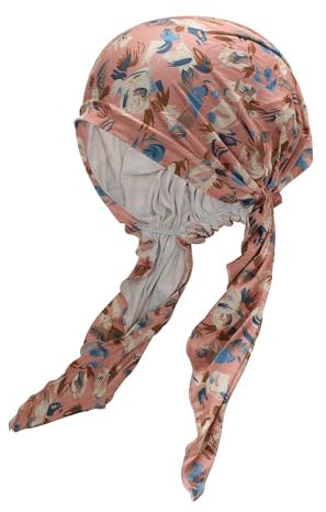 ZLYC Damen Chemo Turban Mütze Vorgebundenes Kopftuch Headwraps Leichte Hut(Blume Rosa),Einheitsgröße