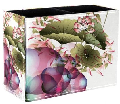 Eslifey Pen Holder Square Pencil Holder for Desk, Magic Lotus Butterfly Pen Pot Pen Cup Makeup Brushes Holder Stand Display Desk Stationery Organiser for Home Office School