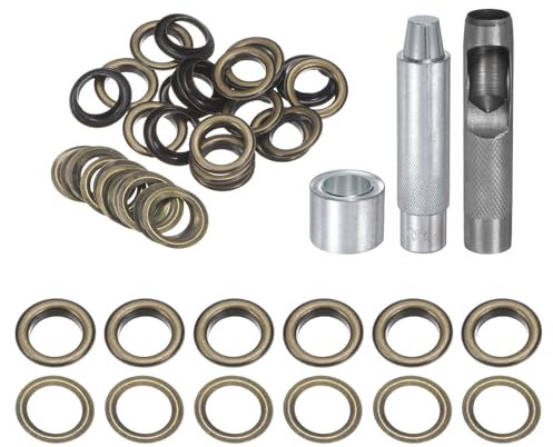 QUARKZMAN Grommet Werkzeug Kit, 20 Pcs 17mm Ösen mit 2 Ösenzange & 1 Scheiben Set, Metallösen Kupfer Tülle Stanzwerkzeug für Stoff Planen Leder Gewebe Vorhang Poolabdeckung, Bronze