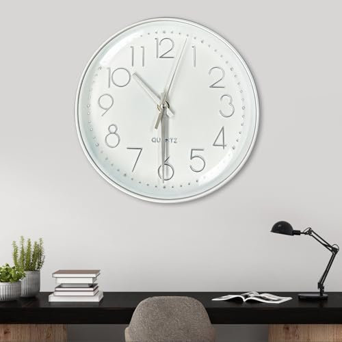 Diompirux 20cm/8 Zoll Wanduh, Still und kein tickendes Geräusch, Hochpräzise Wanduhr, gut lesbar, Mit umweltfreundlichem Rahmen und Transparente Acrylplatte, für Wohnzimmer, Küche, Büro, Schule…