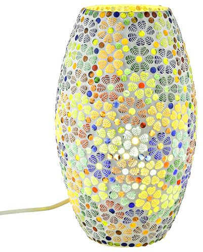 Marrakesch Boho Deko Tischlampe Nachttischlampe | Deko Aesthetic Tischleuchte Lampe im Wohnzimmer Schlafzimmer & Kinderzimmer | Moderne Tischleuchte Tiaga -3- aus Mosaik