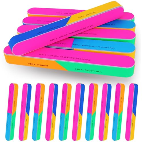 YUXIANLB Buffer per unghie a 7 vie, 10 blocchi per unghie professionali per nail art, grana 120/240/600/3000/6000 per unghie naturali lucidatore aggiornato lime per unghie buffer unghie salone