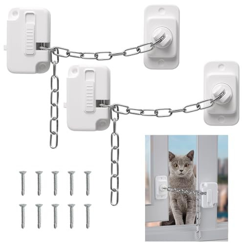 Lot de 2 verrous de fenêtre avec vis, entrebâilleurs de fenêtre pour la sécurité des enfants et des animaux domestiques, verrouillage de fenêtre réglable pour porte, fenêtre coulissante,